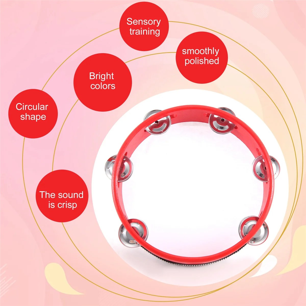 8inch Musical Tambourine Tamborine Drum Round Percussion Gift for KTV