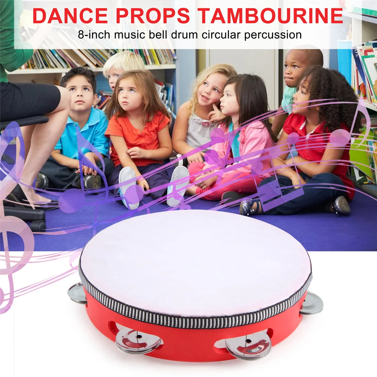 8inch Musical Tambourine Tamborine Drum Round Percussion Gift for KTV