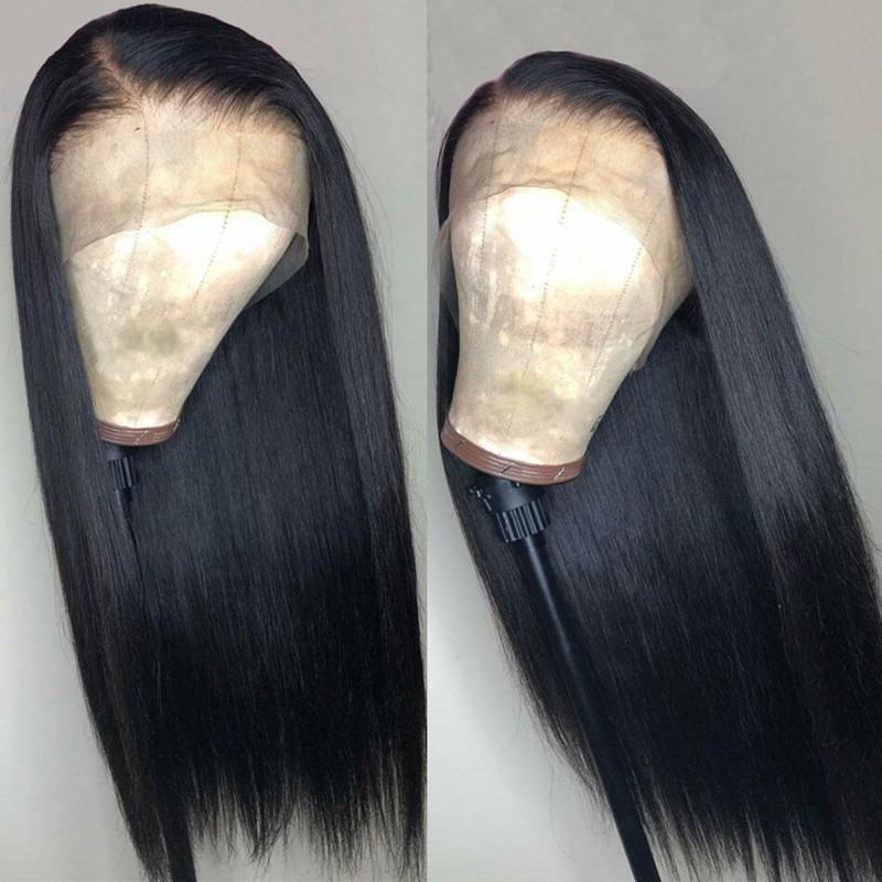 Brazilian Black Long Silky Straight Full Wigs Human Hair Heat