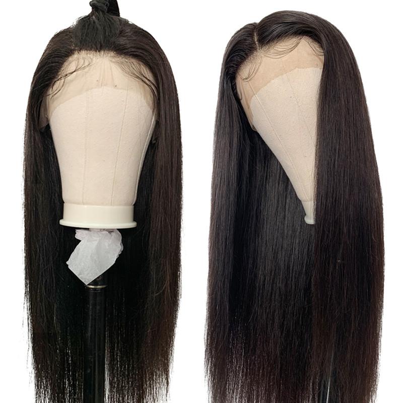Brazilian Black Long Silky Straight Full Wigs Human Hair Heat
