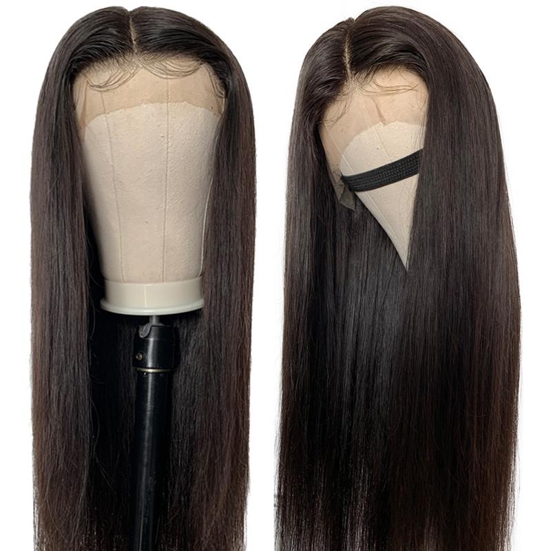 Brazilian Black Long Silky Straight Full Wigs Human Hair Heat
