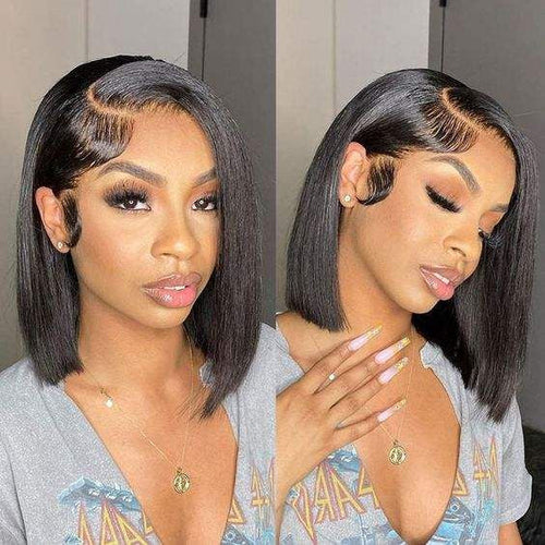 Royce Short Bob Transparent Lace Human Hair Wig,10-16 Inch Bone