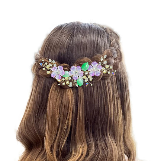 Glamorous Flower Hair Comb with Pearls and Rhinestones